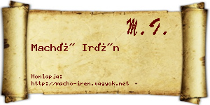 Machó Irén névjegykártya